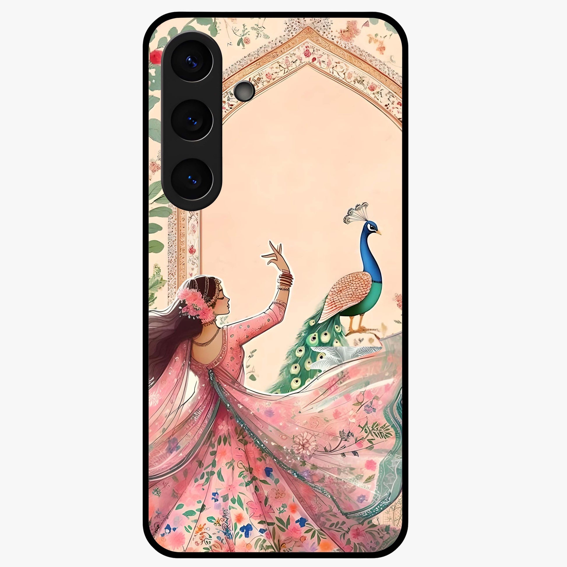 Royal Grace Muse Glass Case showing flat back view with elegant artistic artwork and glossy glass finish.