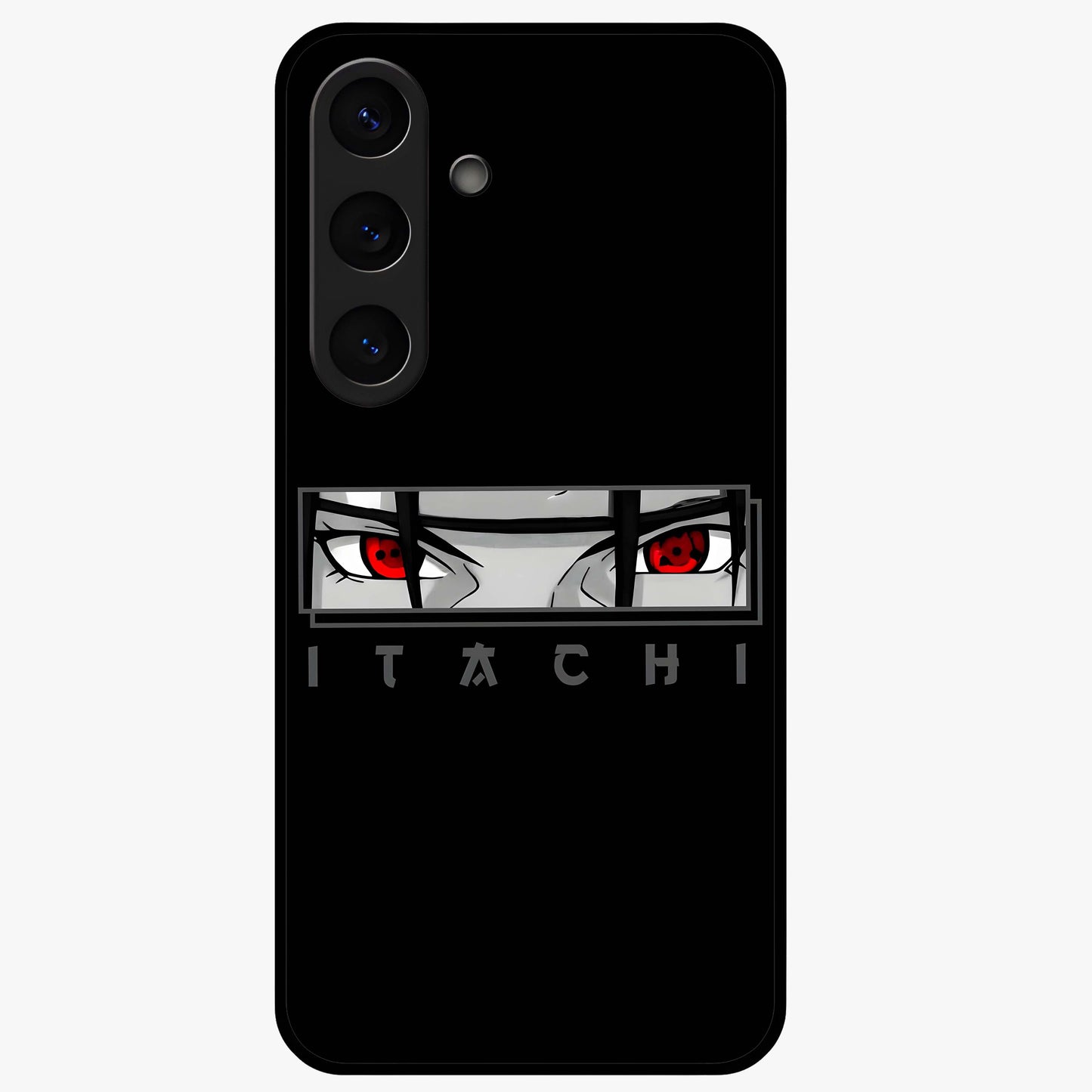 Scarlet Gaze Dominance Glass Case showing flat back view with striking red themed artwork and glossy glass finish.