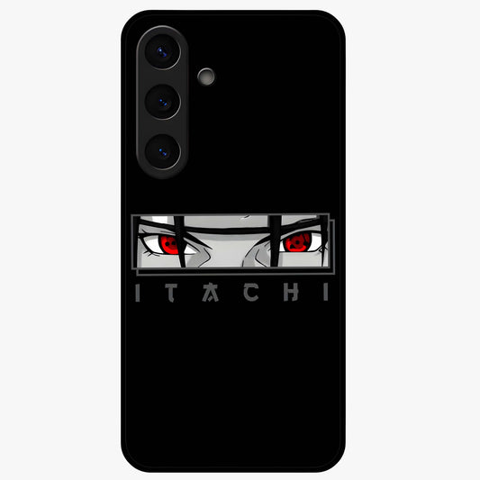 Scarlet Gaze Dominance Glass Case showing flat back view with striking red themed artwork and glossy glass finish.