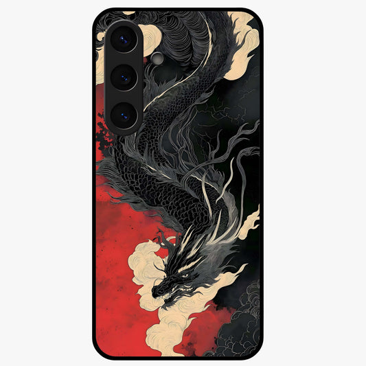 Shadow Dragon Fury Glass Case showing flat back view with fierce dragon artwork and glossy glass finish.