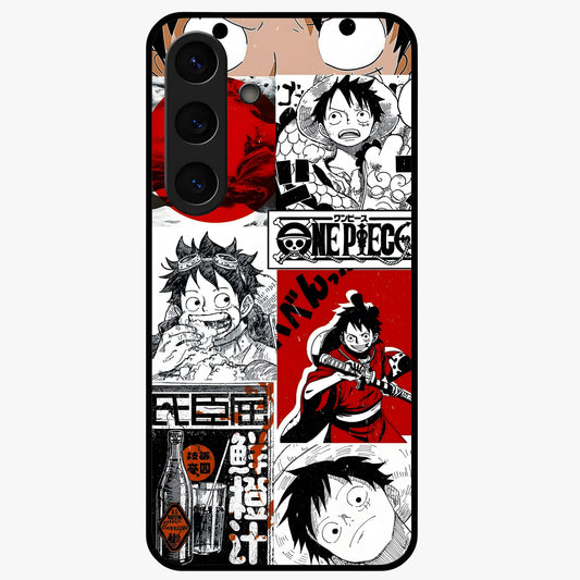 Strawhat Chaos Panels Glass Case showing flat back view with anime inspired chaos panel artwork and glossy glass finish.