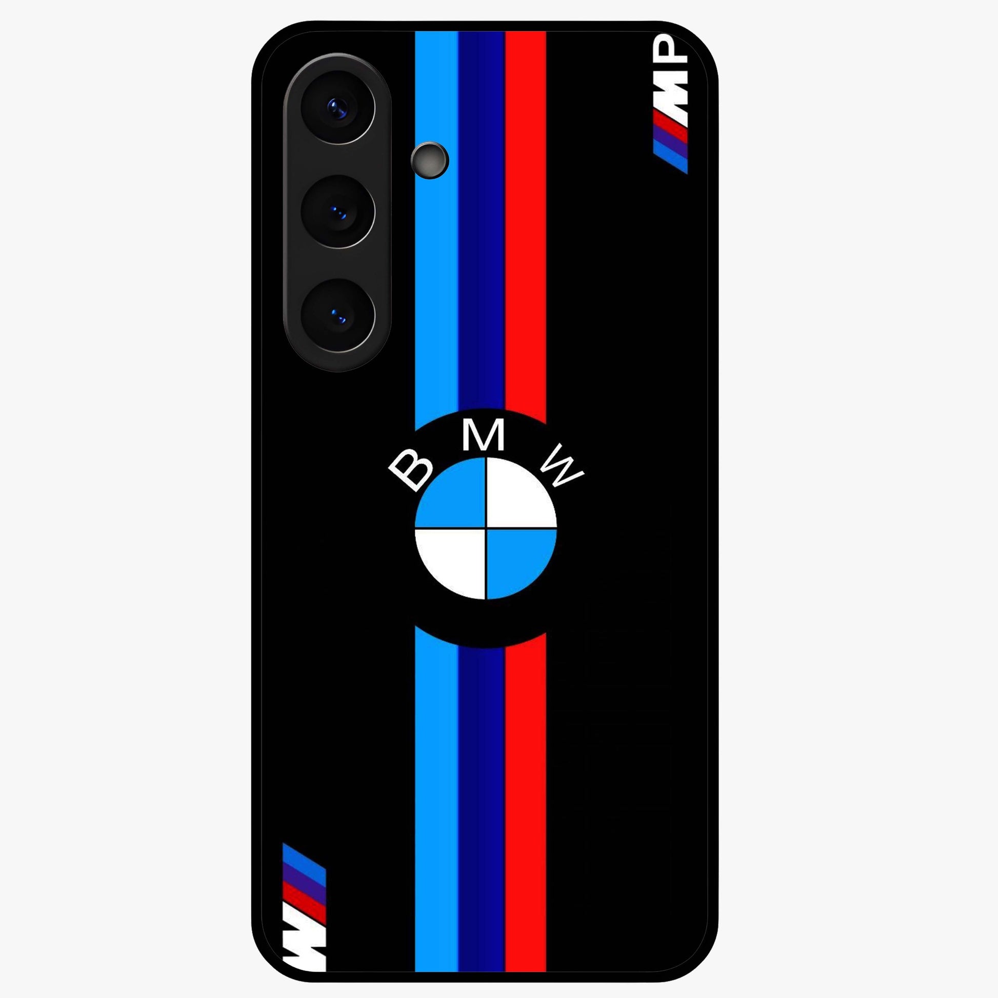 Turbo BMW Beast Glass Case showing flat back view with high performance sports car artwork and glossy glass finish.