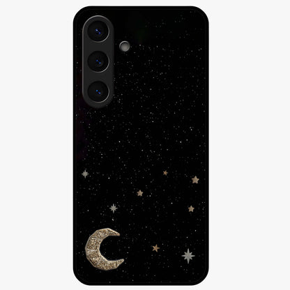 Twinkle Star With Half Moon Glass Case showing flat back view with star and half moon artwork and glossy glass finish.
