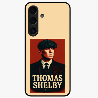 Vintage Mafia Authority Glass Case showing flat back view with bold vintage mafia inspired artwork and glossy glass finish.