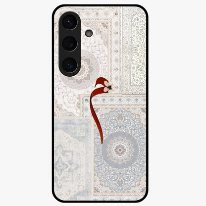 White Aesthetic Bow Glass Case showing flat back view with minimal bow artwork and glossy glass finish.