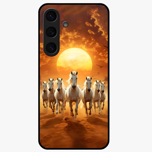 Wild Sunset Majesty Glass Case showing flat back view with majestic sunset landscape artwork and glossy glass finish.