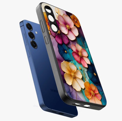 Artlyn Grace Flower Pattern Glass Case displayed in angled mockup highlighting delicate flower pattern design and smooth glass surface.