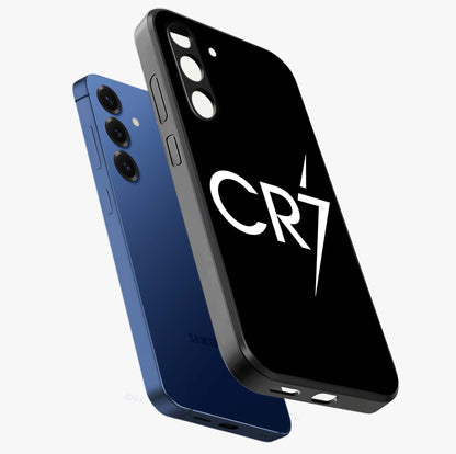 Cr7 Elite Strike Glass Case displayed in angled mockup highlighting powerful sports graphic with bold athletic theme.