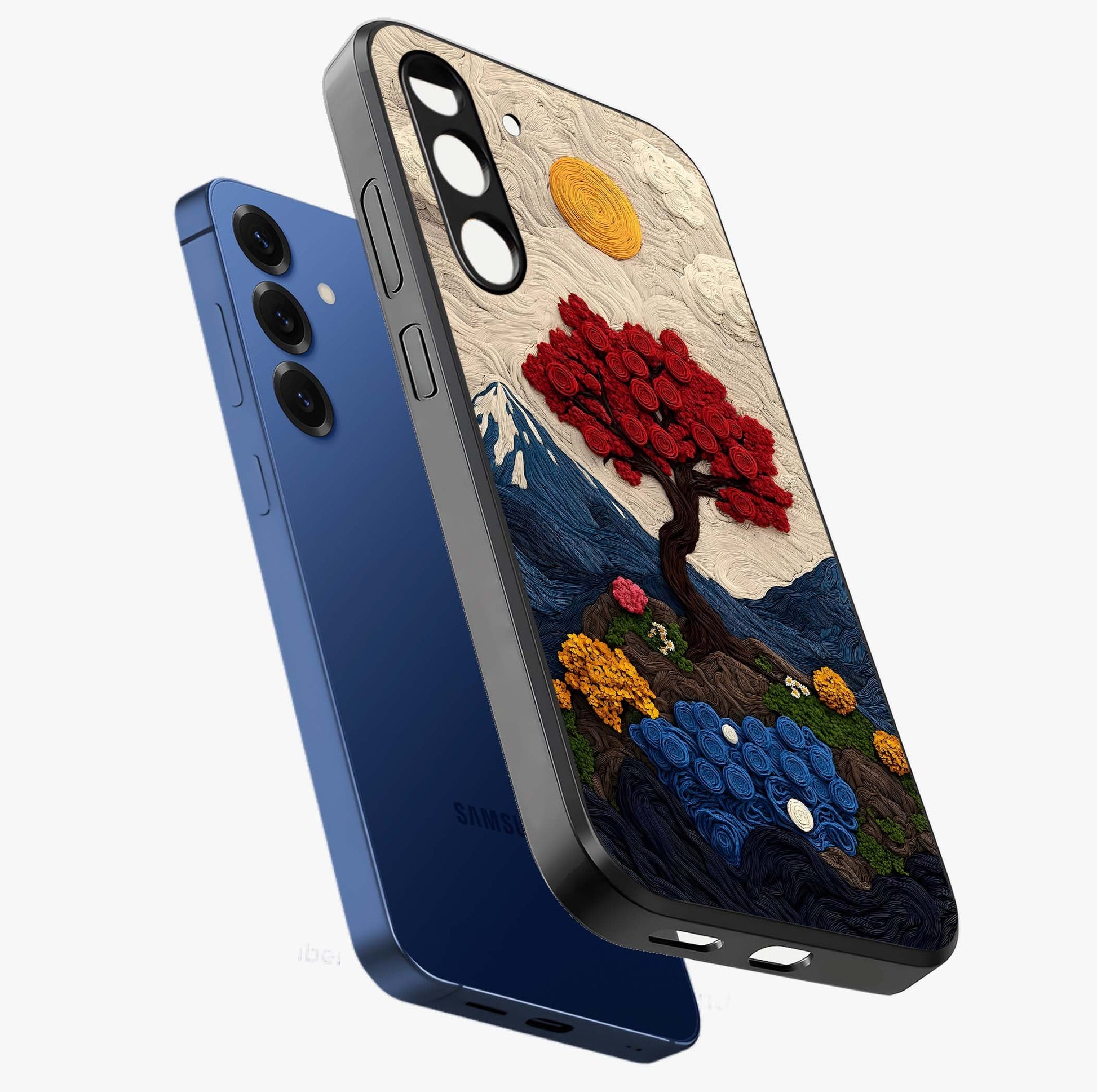 Eternal Nature Tapestry Glass Case displayed in angled mockup highlighting detailed botanical pattern with artistic aesthetic.