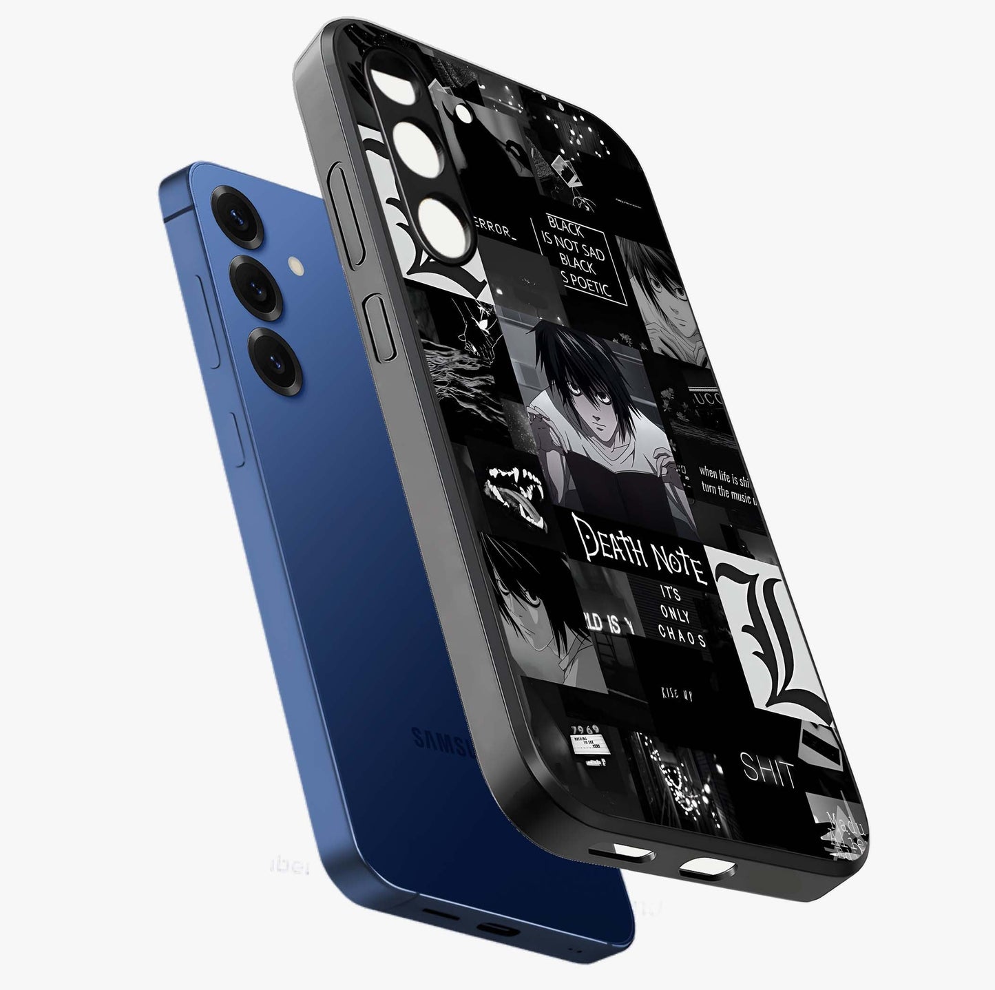 Midnight Chaos Mind Glass Case displayed in angled mockup highlighting chaotic artistic design with dramatic midnight aesthetic.
