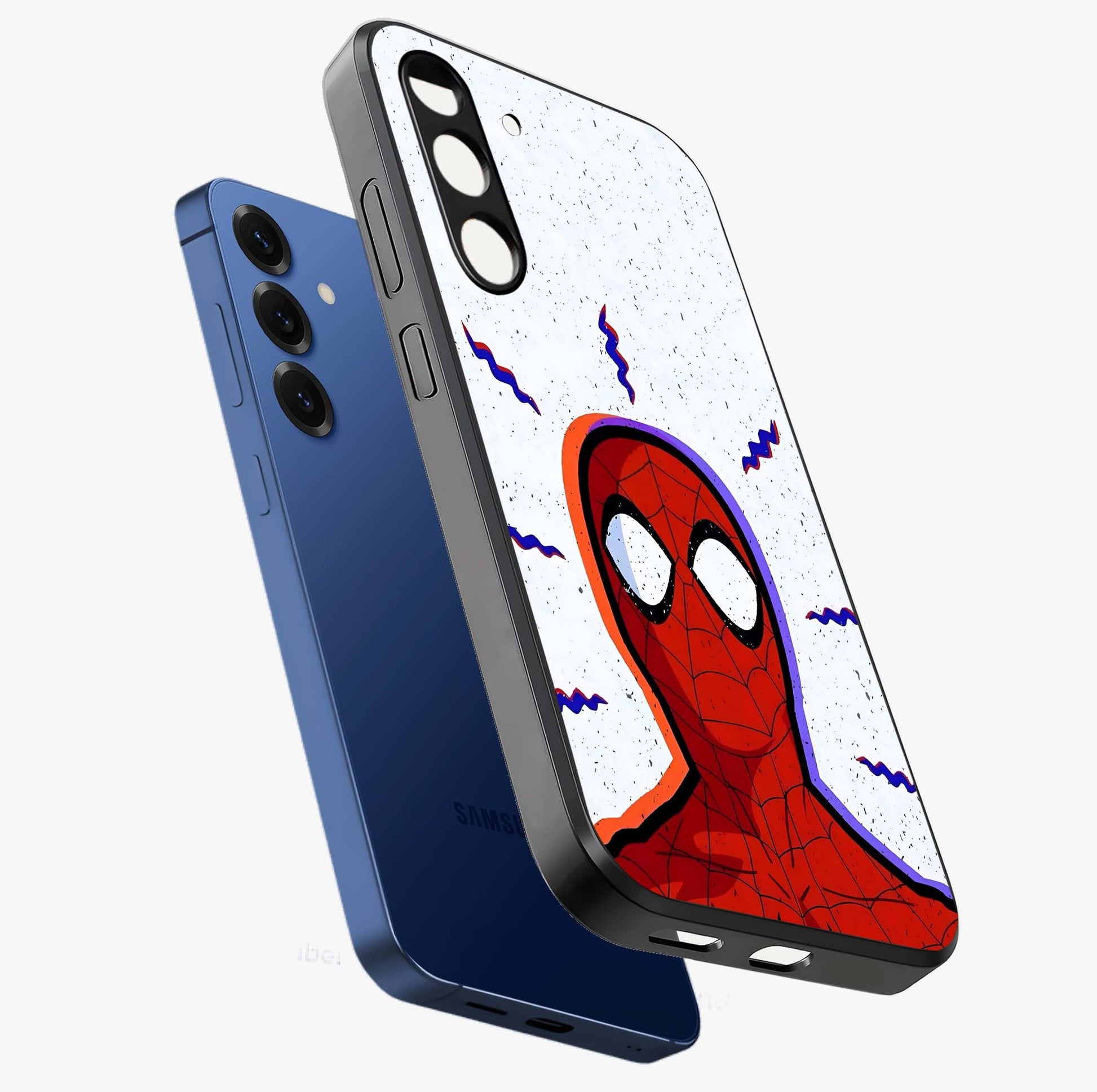 Omg Spiderman Glass Case displayed in angled mockup highlighting dynamic hero illustration with action comic aesthetic.