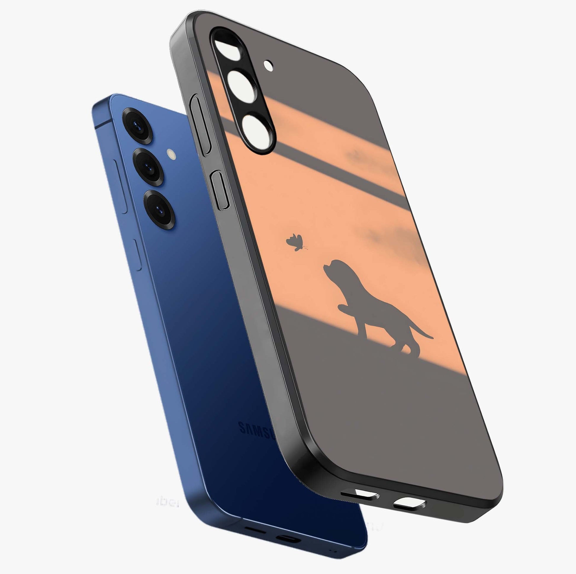 Puppy Shadow Art Glass Case displayed in angled mockup highlighting playful dog illustration with artistic shadow aesthetic.