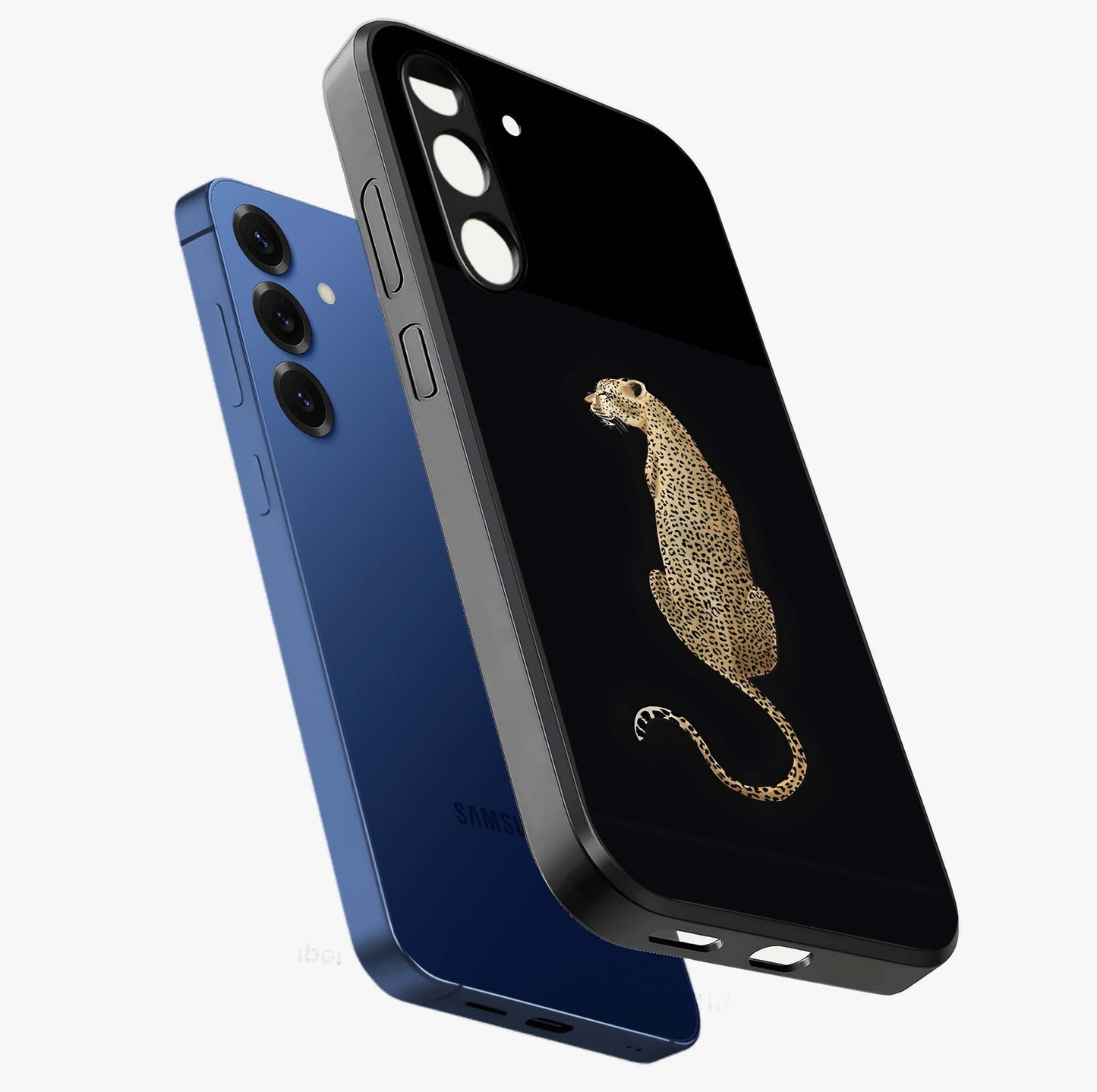 Regal Leopard Glass Case displayed in angled mockup highlighting powerful animal illustration with stylish wild aesthetic.