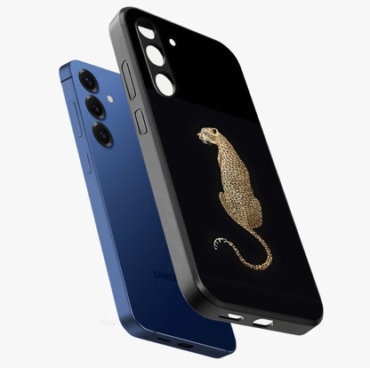 Regal Leopard Glass Case displayed in angled mockup highlighting powerful animal illustration with stylish wild aesthetic.