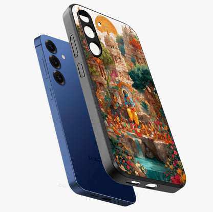 Sacred Sunlight Gods Glass Case displayed in angled mockup highlighting radiant spiritual design with celestial aesthetic.
