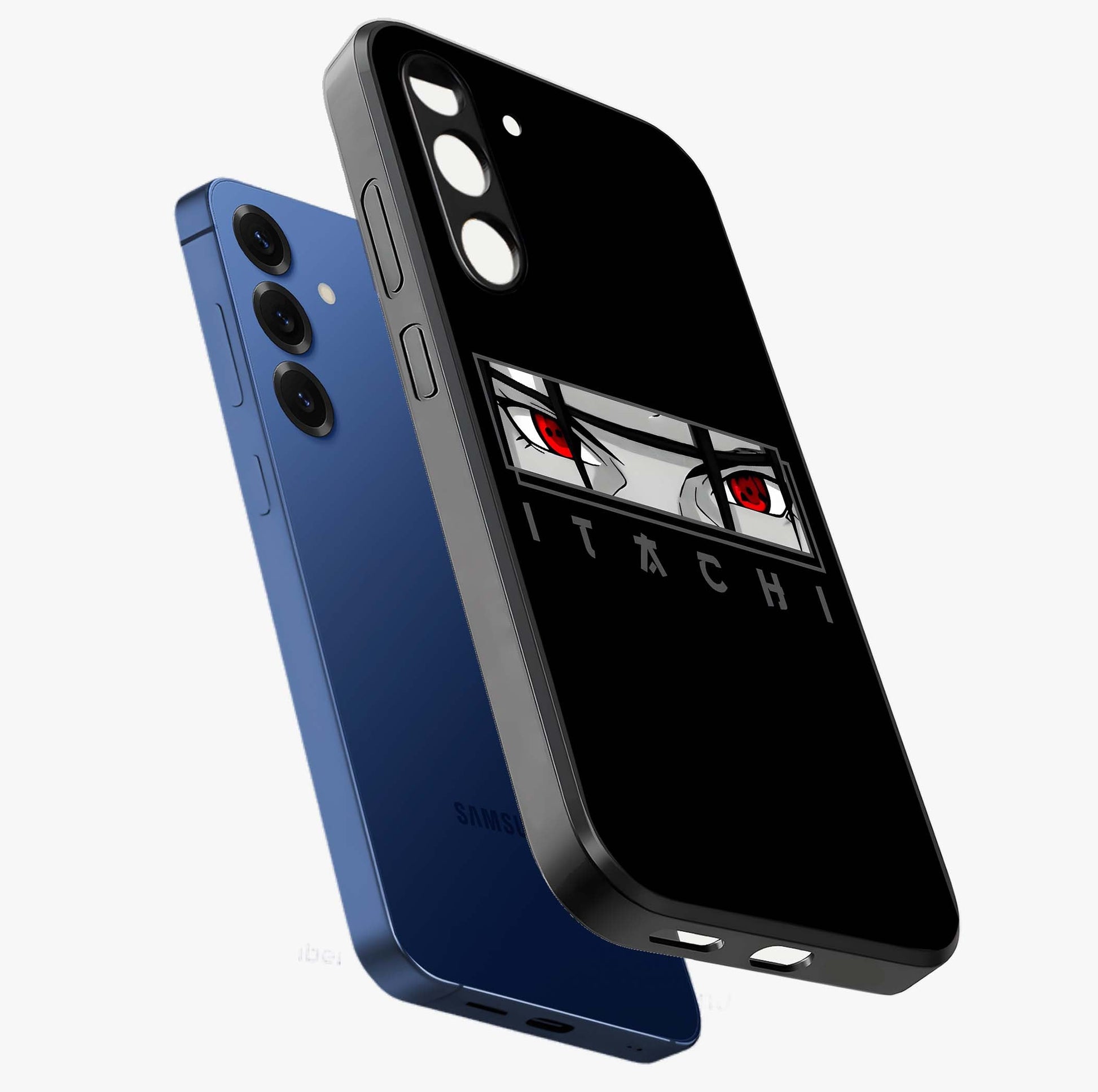 Scarlet Gaze Dominance Glass Case displayed in angled mockup highlighting intense visual design with bold scarlet aesthetic.