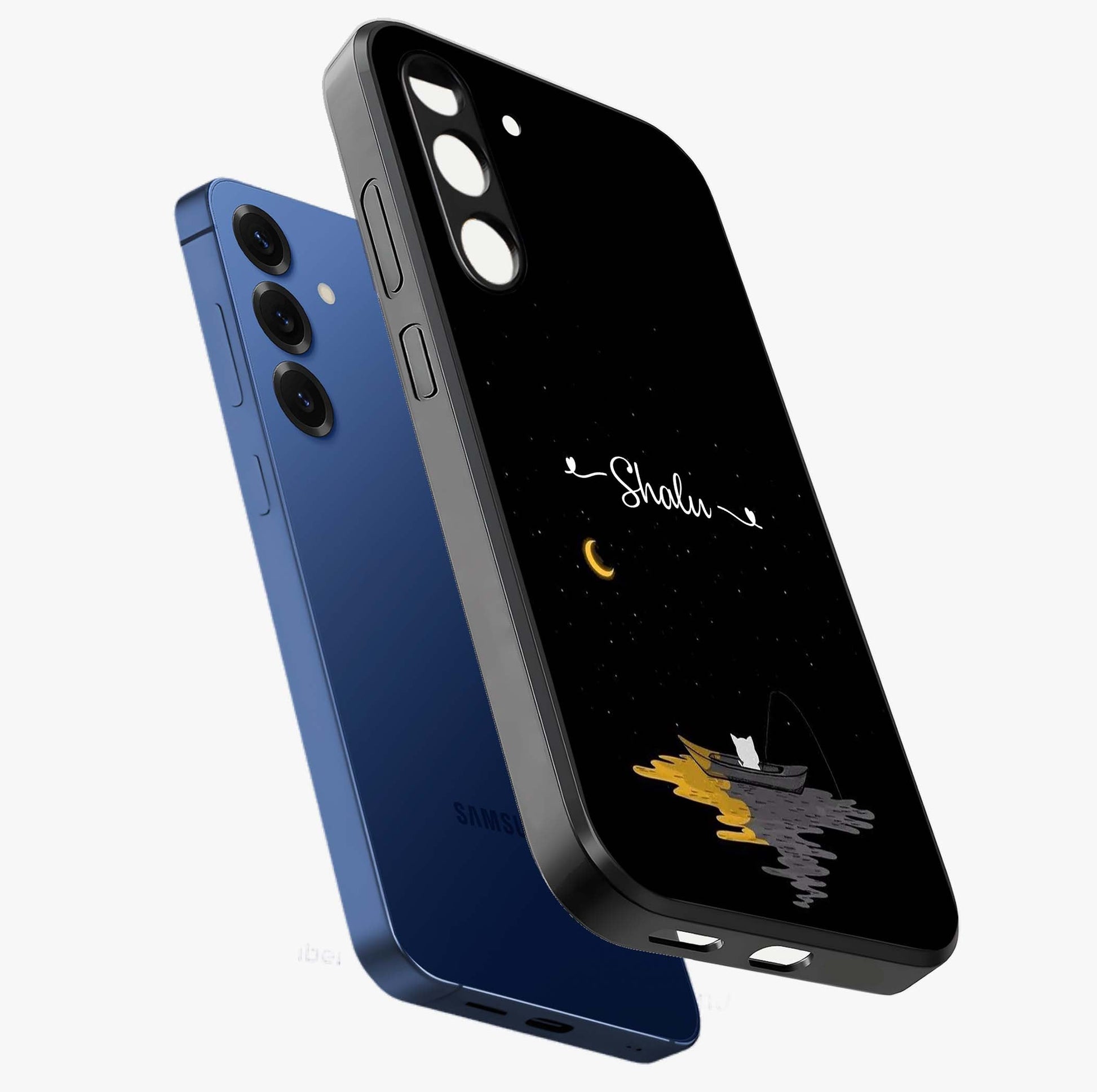 Silent Night Row Glass Case displayed in angled mockup highlighting peaceful evening design with dreamy night aesthetic.