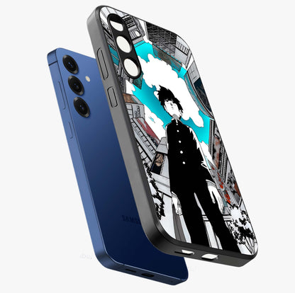 Silent Psychic Awakening Glass Case displayed in angled mockup highlighting spiritual awakening design with cosmic aesthetic.