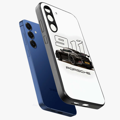 Turbo Legacy Icon Glass Case displayed in angled mockup highlighting dynamic automotive design with performance aesthetic.