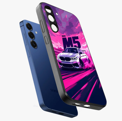 Velocity Drift Pulse Glass Case displayed in angled mockup highlighting dynamic drift design with sporty automotive aesthetic.