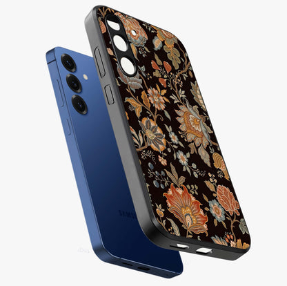 Vintage Floral Dream Glass Case displayed in angled mockup highlighting elegant vintage flower design with soft aesthetic style.