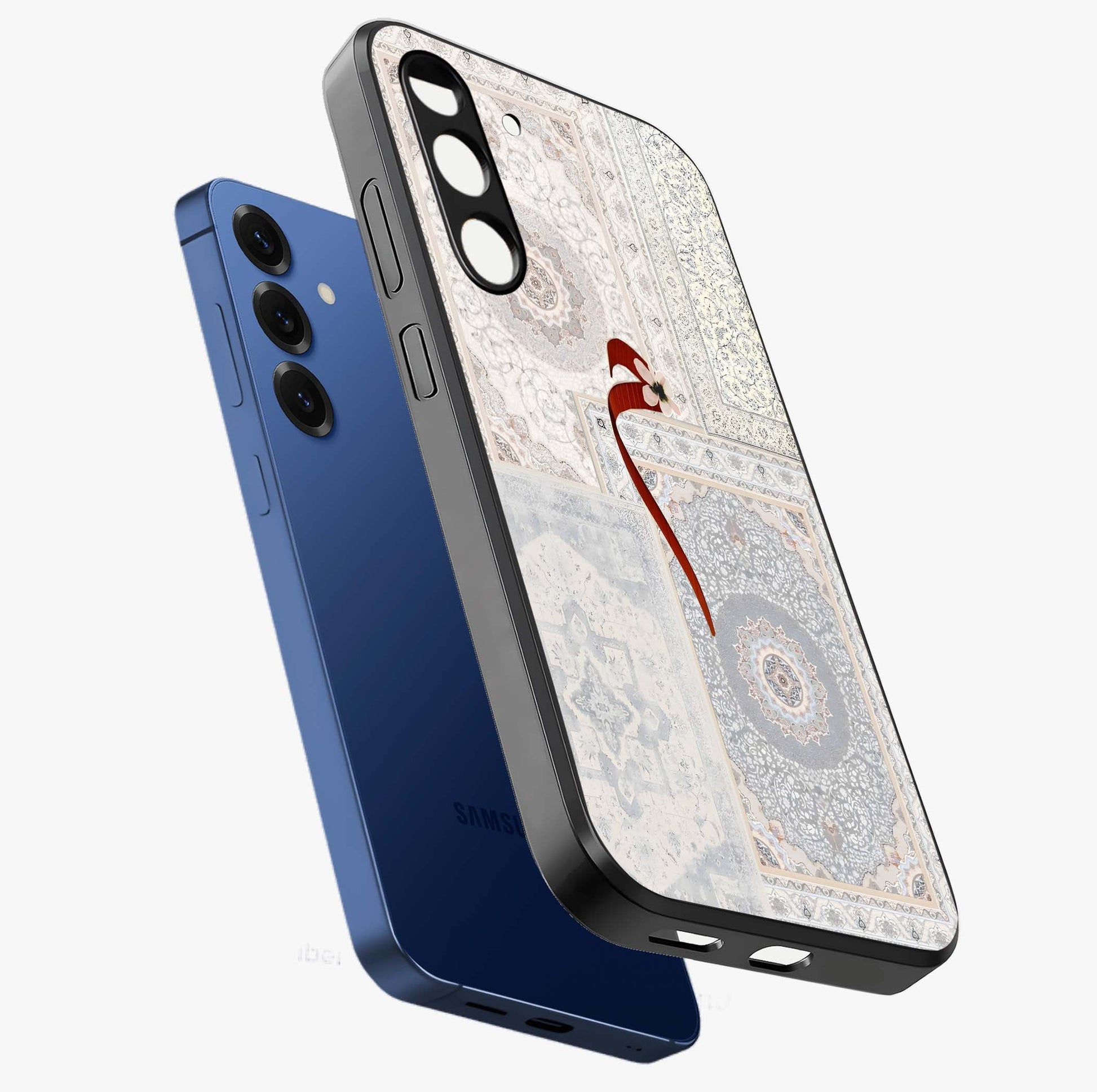 White Aesthetic Bow Glass Case displayed in angled mockup highlighting clean bow design with soft aesthetic style.