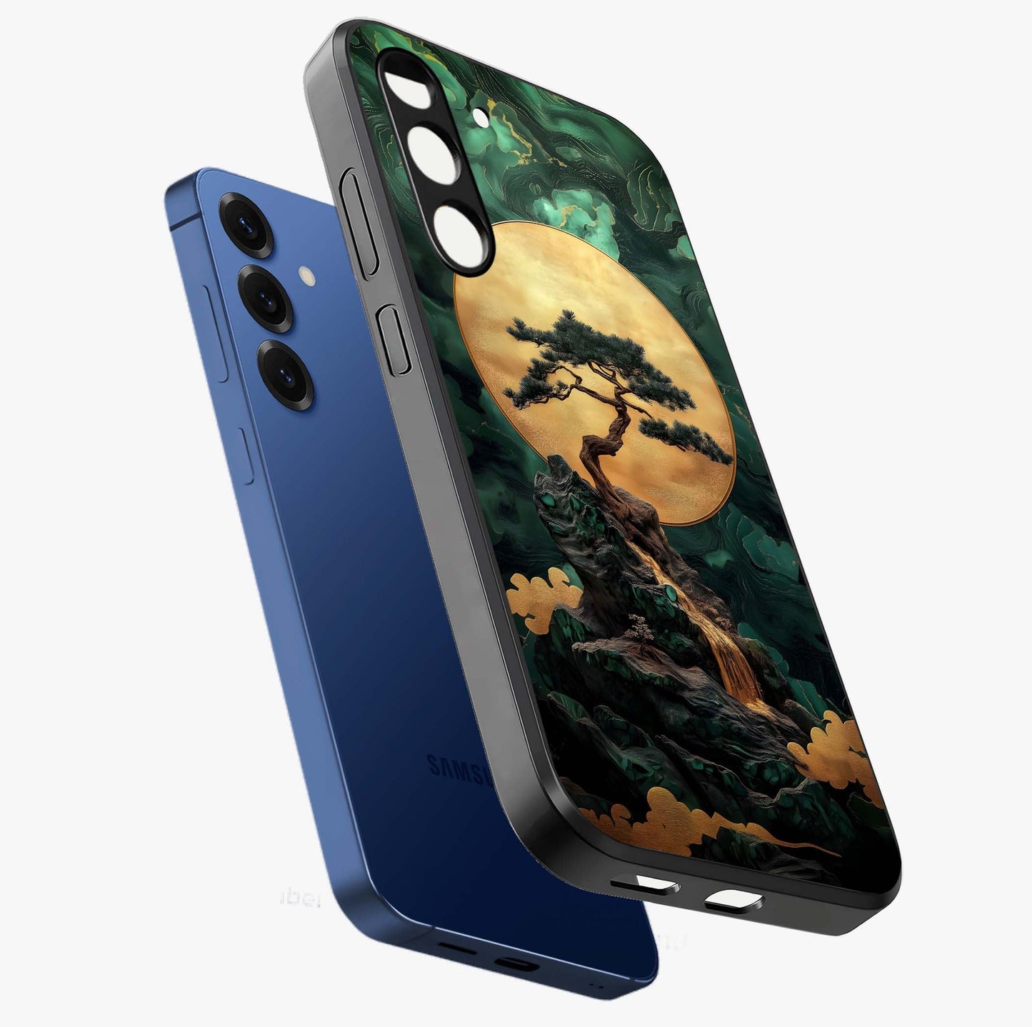 Zen Moon Rise Glass Case displayed in angled mockup highlighting peaceful lunar design with zen aesthetic style.