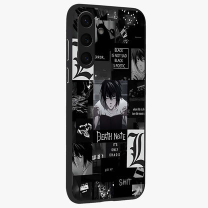 Midnight Chaos Mind Glass Case upright view showcasing expressive abstract artwork with bold dark theme.