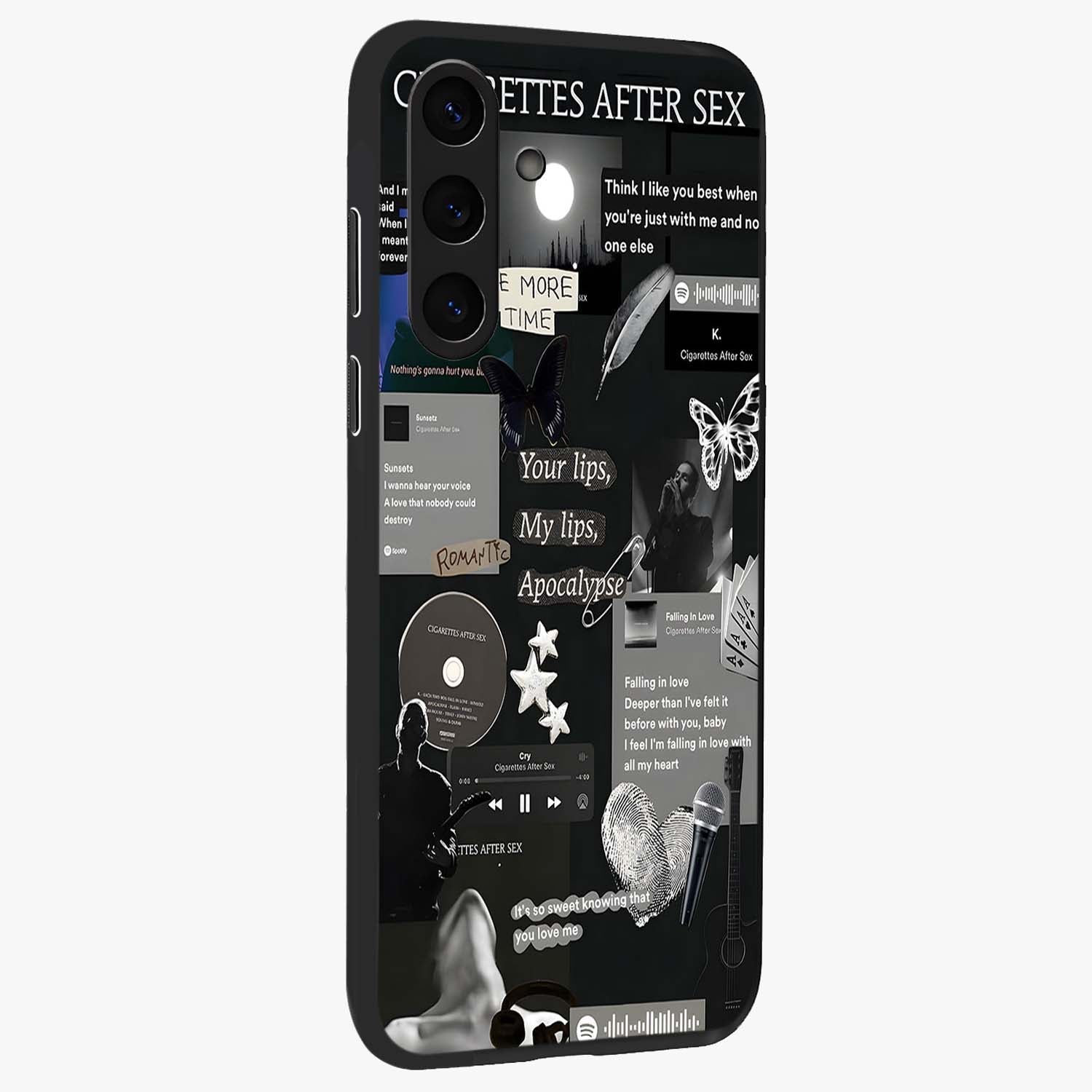 Midnight Love Echo Glass Case upright view showcasing expressive romantic artwork with dreamy midnight theme.