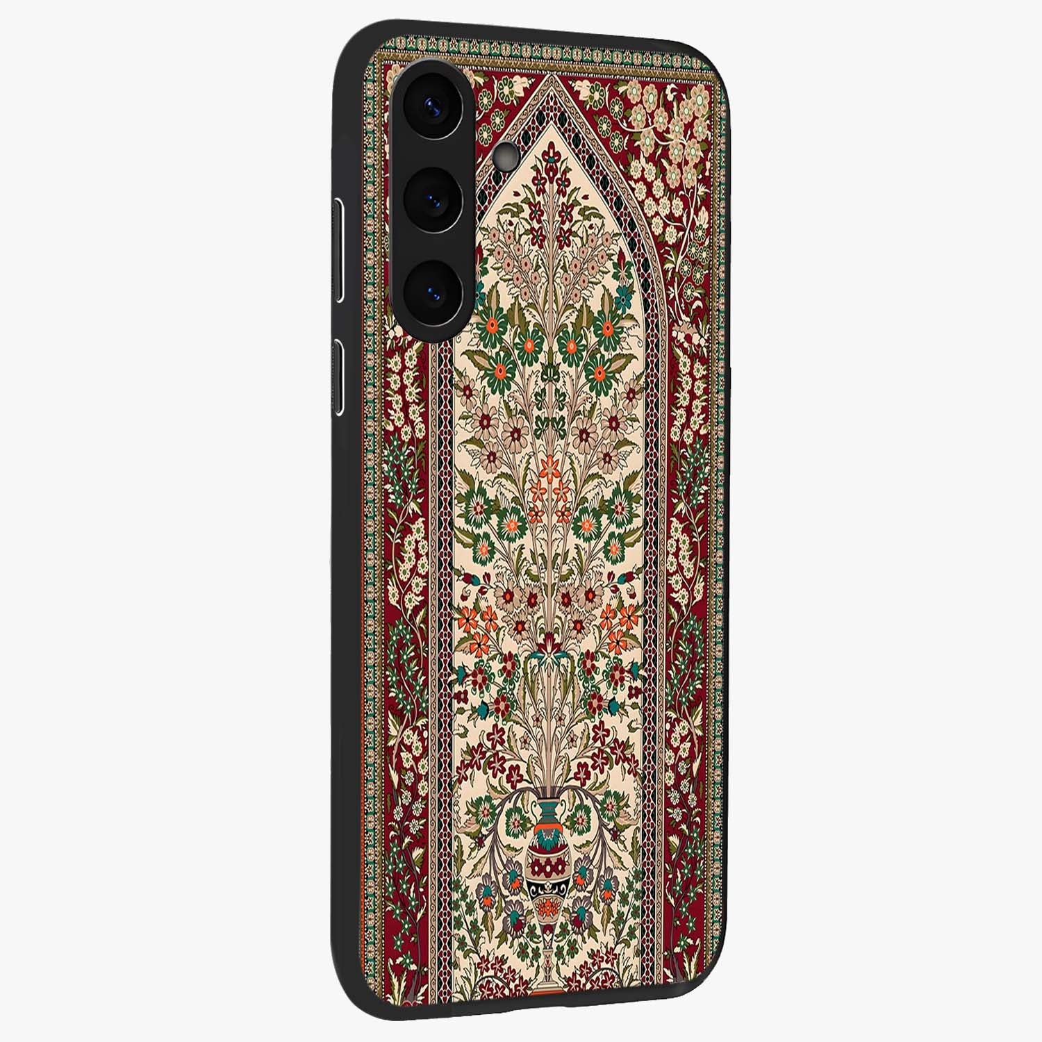 Persian Inspired Glass Case upright view showcasing decorative Persian artwork with rich heritage theme.