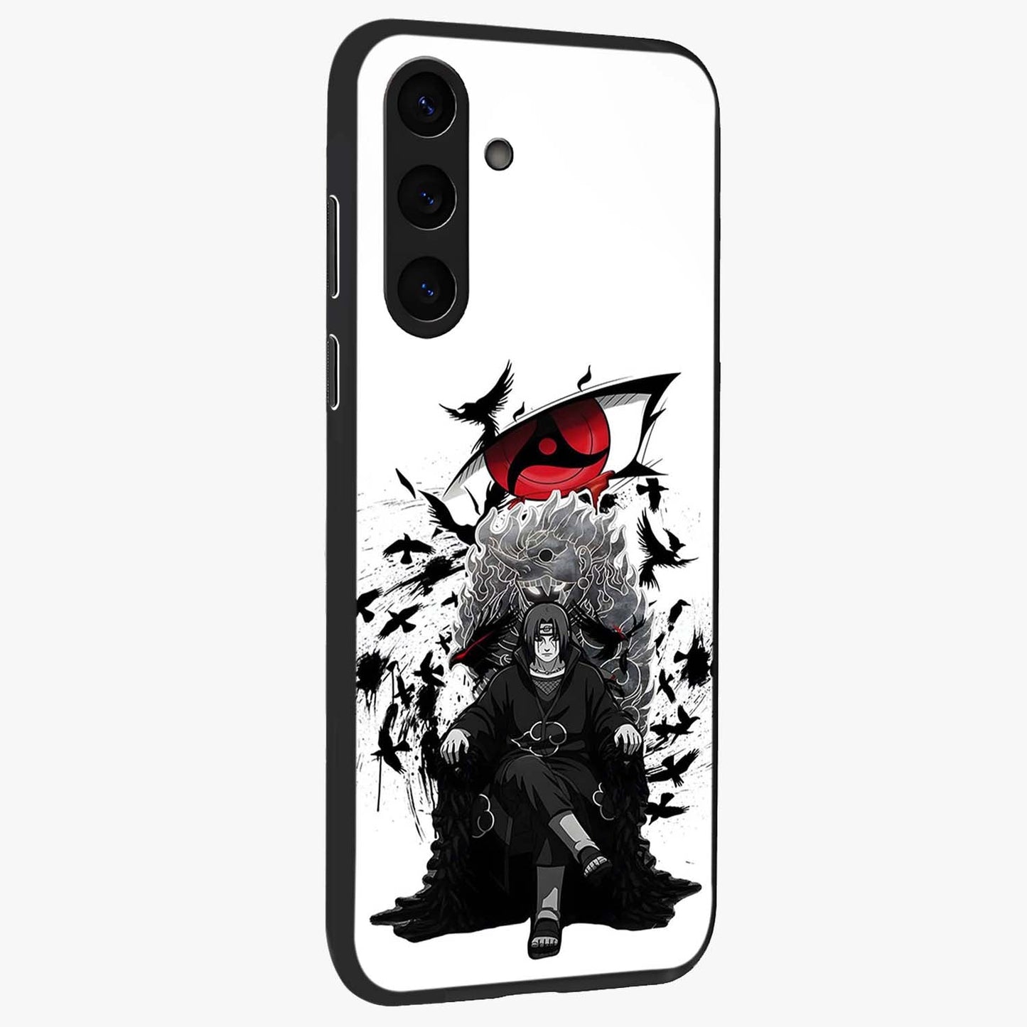 Uchiha Shadow Throne Glass Case upright view showcasing magical underwater galaxy artwork with vibrant cosmic theme.