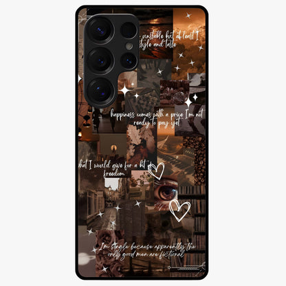 Bittersweet Aesthetic Chaos Glass Case showing flat back view with artistic chaotic aesthetic design and glossy glass finish.