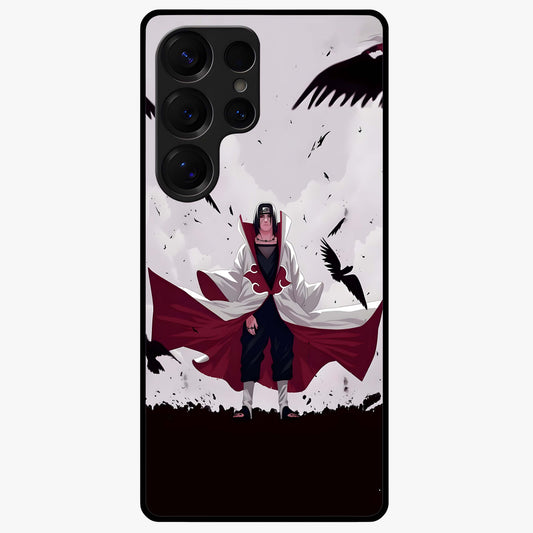 Crimson Crow Ascension Glass Case showing flat back view with mystical crow artwork and glossy glass finish.