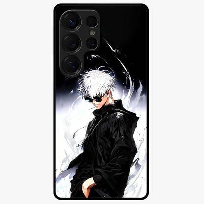 Limitless Shadow King Glass Case showing flat back view with powerful shadow warrior artwork and glossy glass finish.