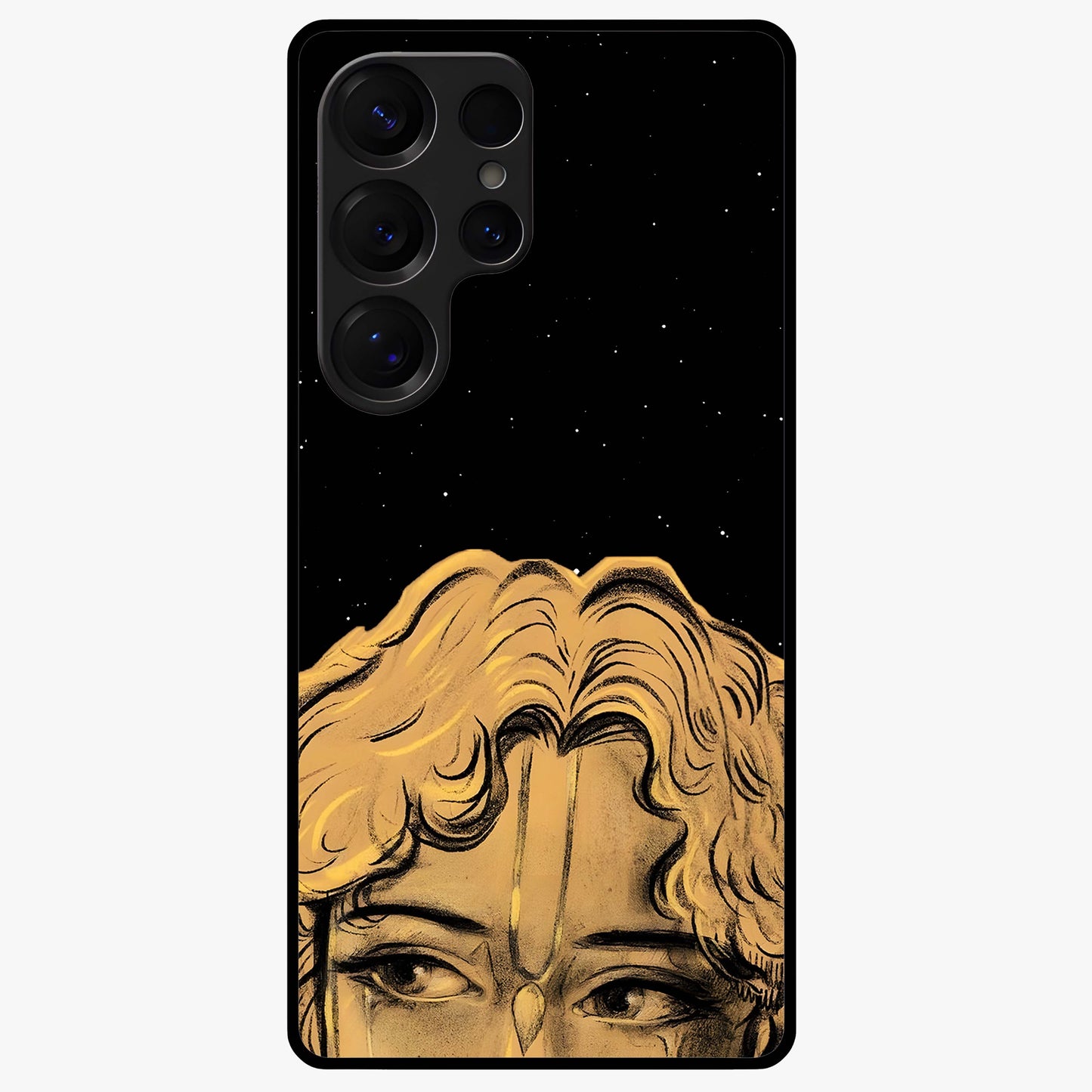 Shri Krishna Art Glass Case showing flat back view with devotional Krishna artwork and glossy glass finish.