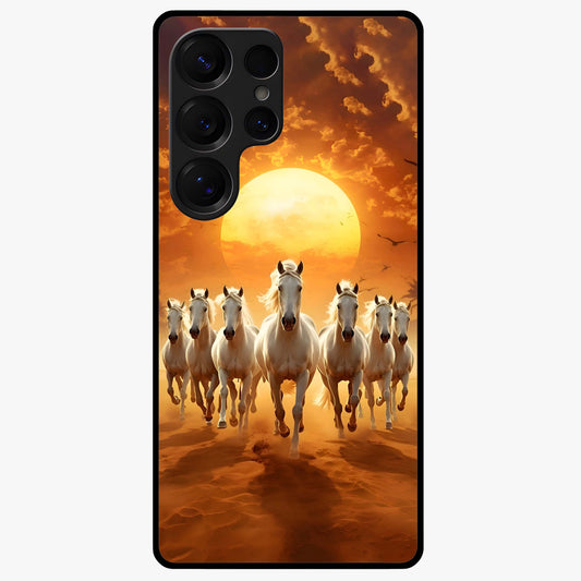 Wild Sunset Majesty Glass Case showing flat back view with majestic sunset landscape artwork and glossy glass finish.