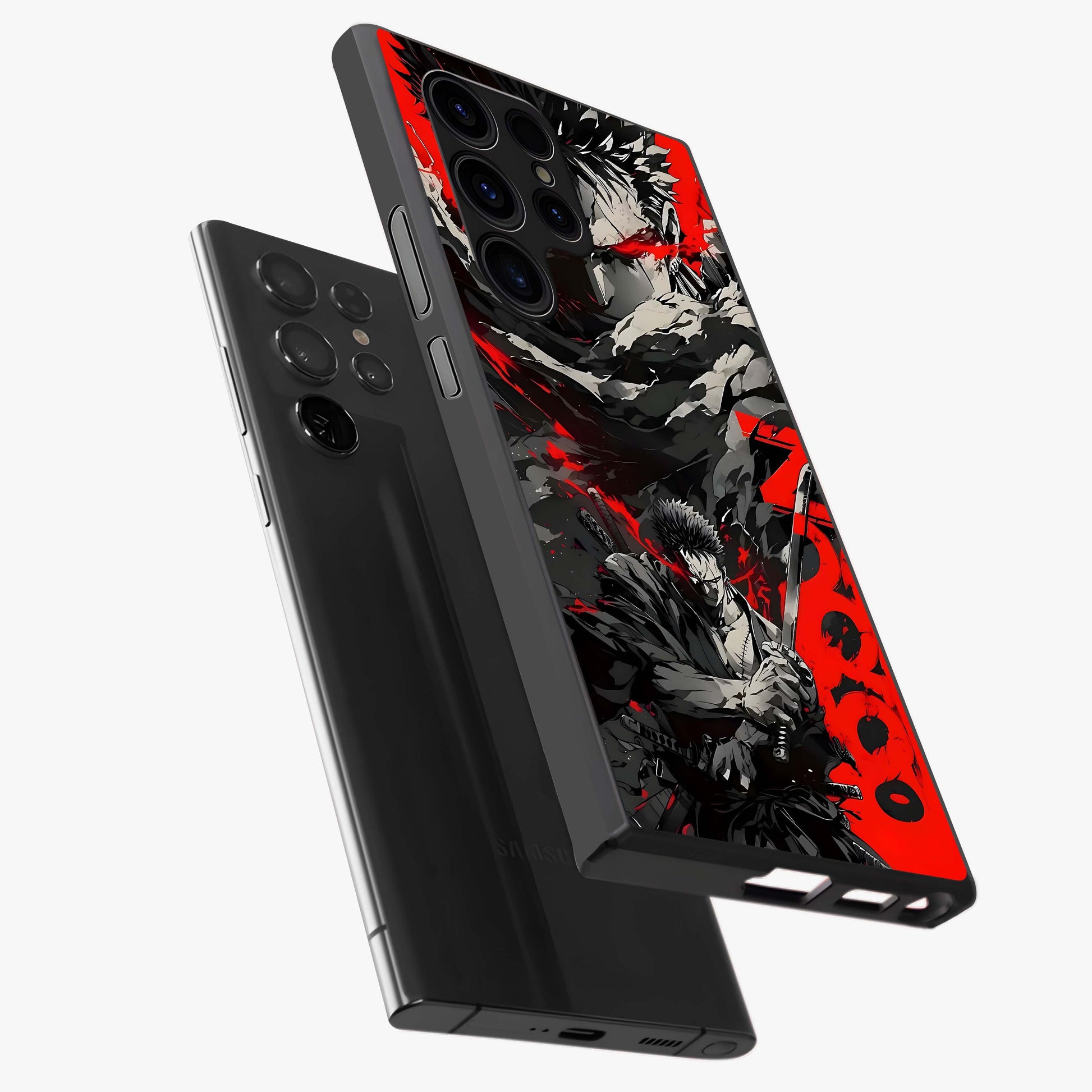 Demon Sword Resolve Glass Case displayed in angled mockup highlighting powerful demon sword illustration with dark fantasy aesthetic.