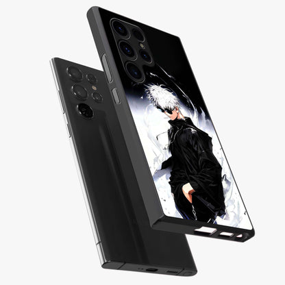 Limitless Shadow King Glass Case displayed in angled mockup highlighting dramatic dark hero design with intense aesthetic.