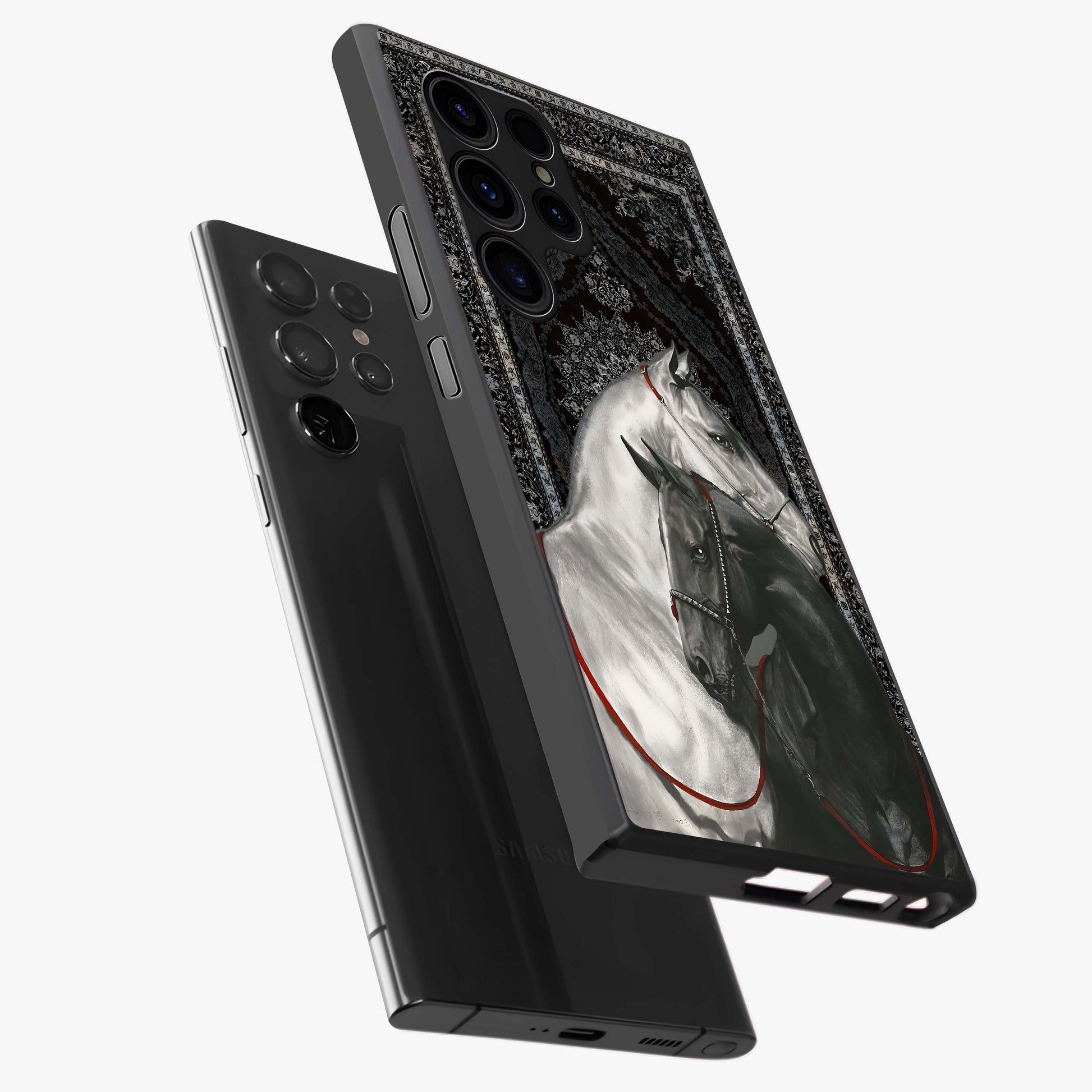Majestic Ride Legacy Glass Case displayed in angled mockup highlighting sleek vehicle design with bold racing aesthetic.