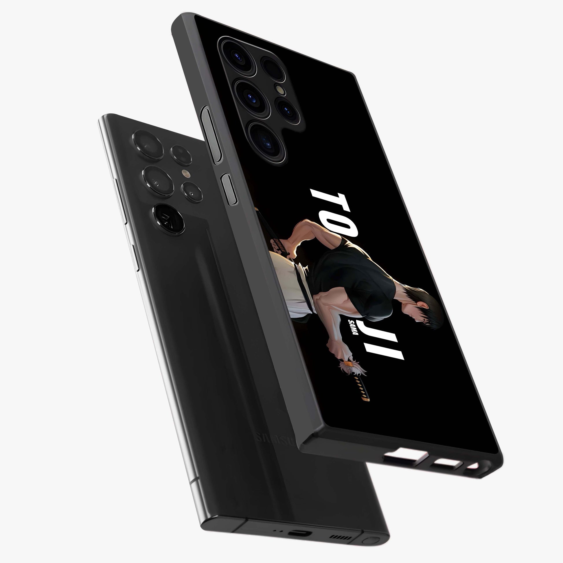 Midnight Blade Resolve Glass Case displayed in angled mockup highlighting powerful blade illustration with dramatic dark aesthetic.