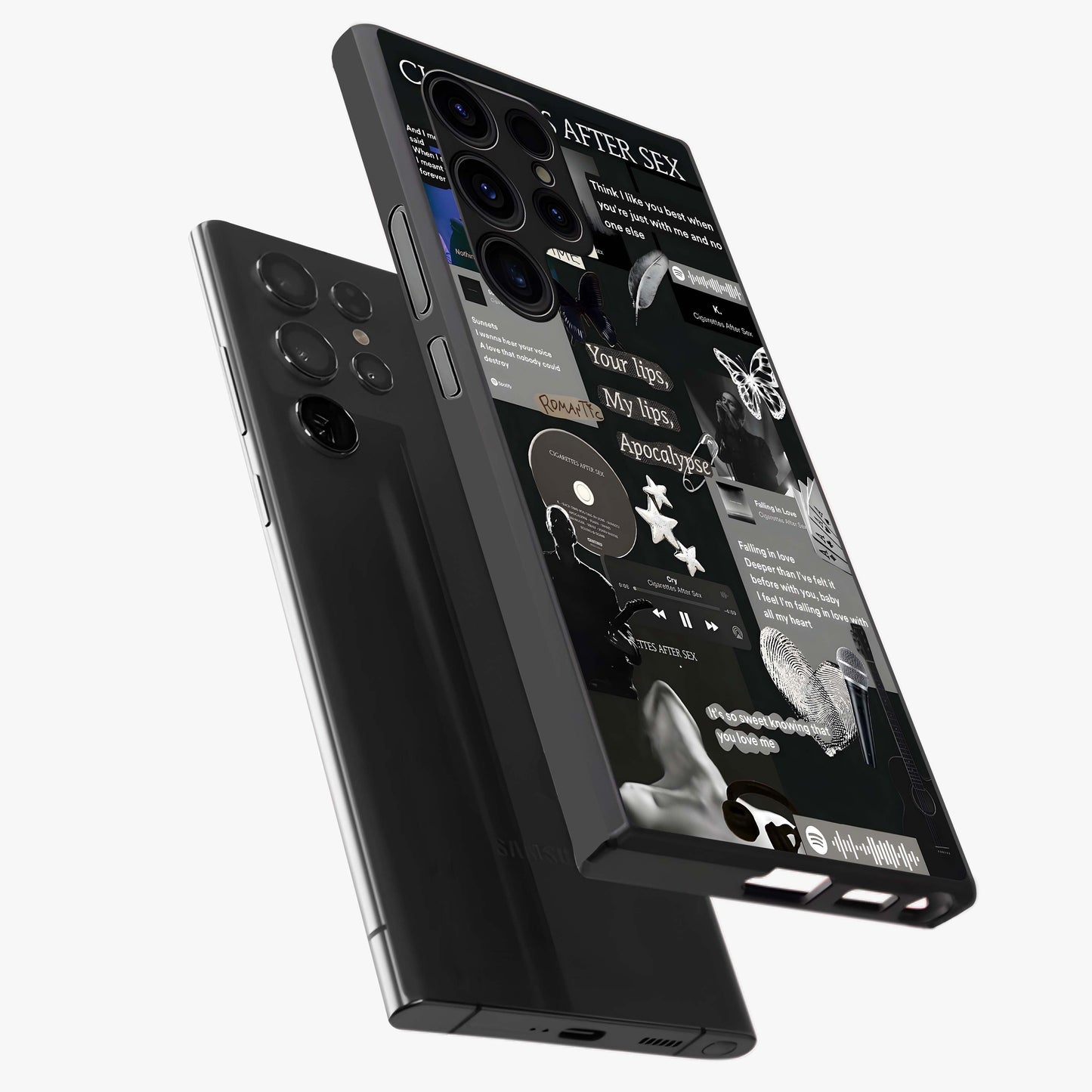 Midnight Love Echo Glass Case displayed in angled mockup highlighting elegant love inspired design with deep aesthetic style.