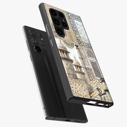 Mughal Marble Legacy Glass Case displayed in angled mockup highlighting elegant heritage marble artwork with royal aesthetic.