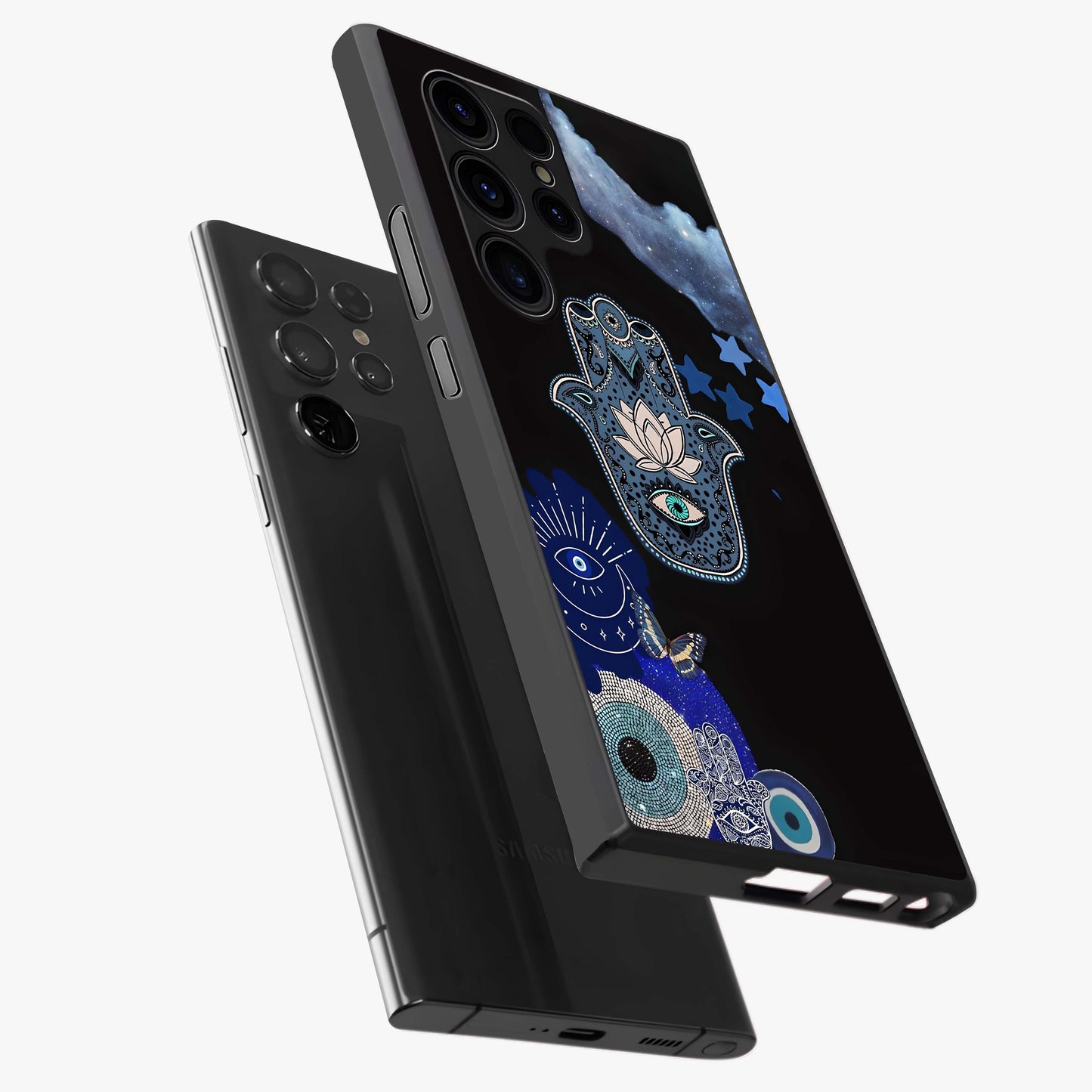 Mystic Hand Aura Glass Case displayed in angled mockup highlighting magical aura design with spiritual aesthetic style.