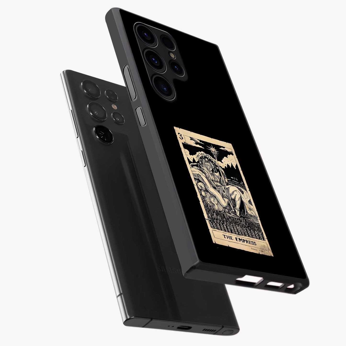 The Empress Glass Case displayed in angled mockup highlighting elegant royal design with majestic aesthetic style.