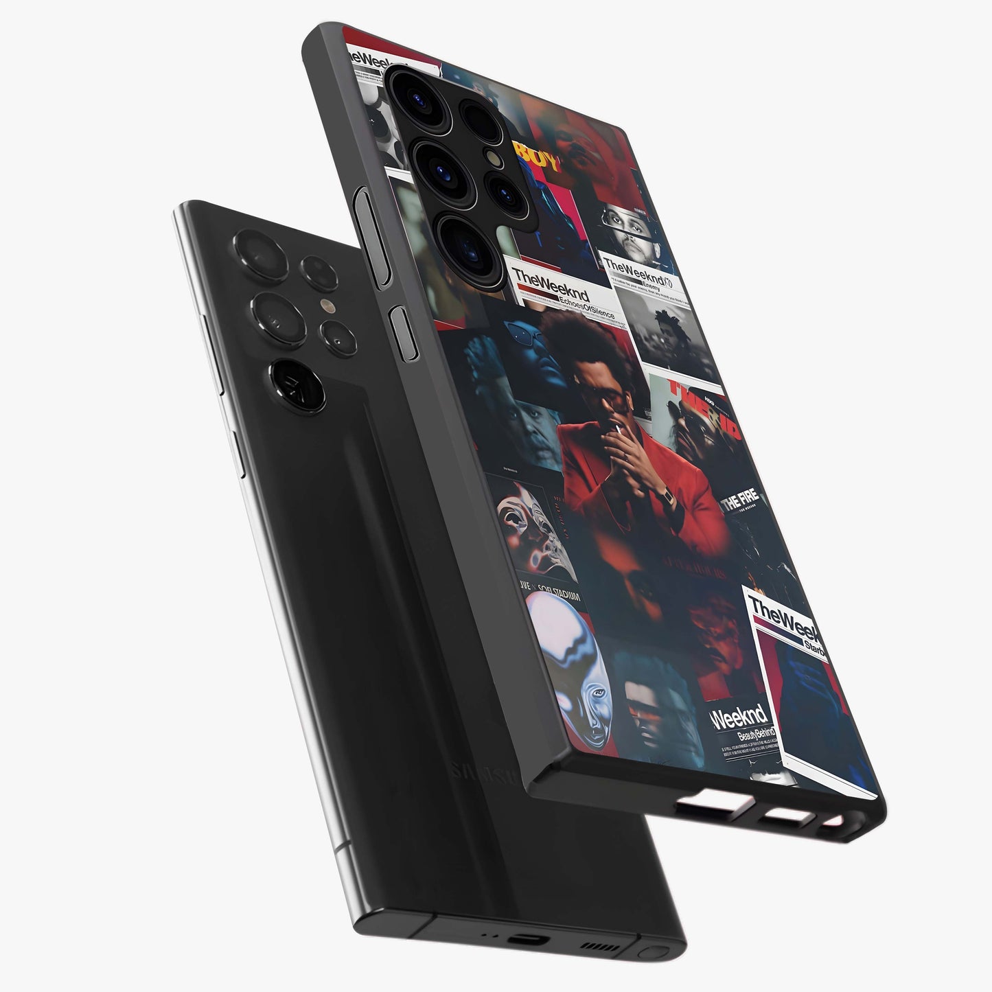 The Weeknd Glass Case displayed in angled mockup highlighting stylish pop culture inspired design with modern aesthetic.