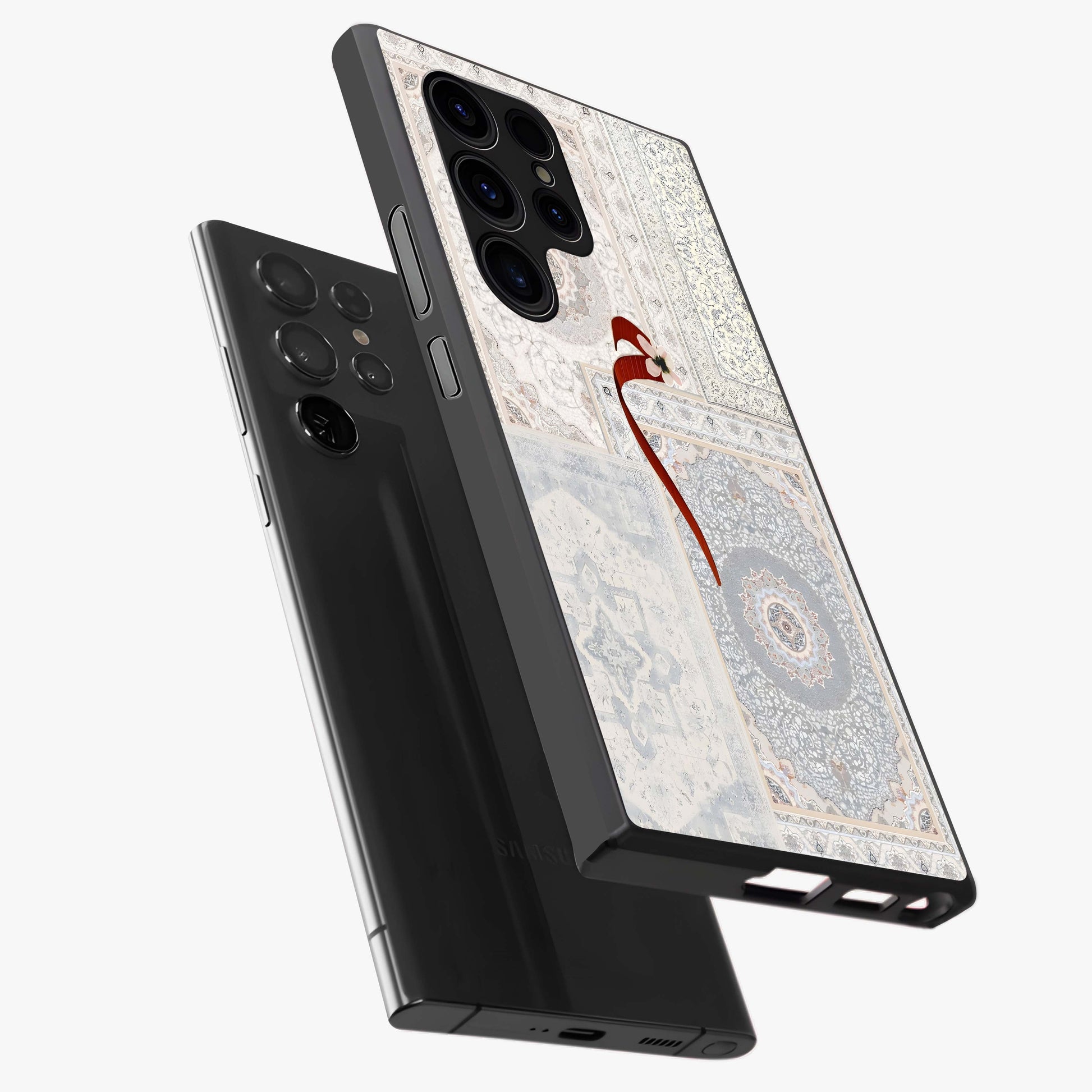 White Aesthetic Bow Glass Case displayed in angled mockup highlighting clean bow design with soft aesthetic style.