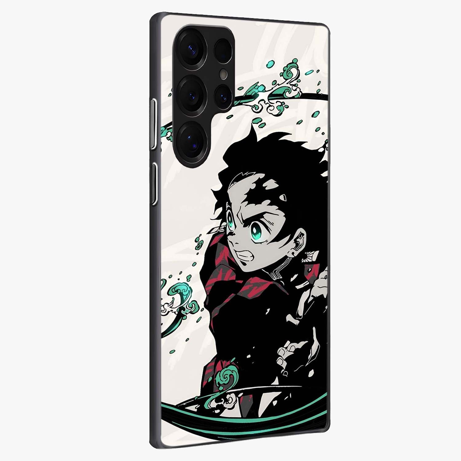 Demon Slayer Glass Case upright view showcasing powerful anime artwork with intense warrior theme.