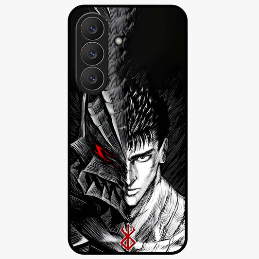 Berserker Blood Oath Glass Case showing flat back view with fierce warrior inspired artwork and glossy glass finish.