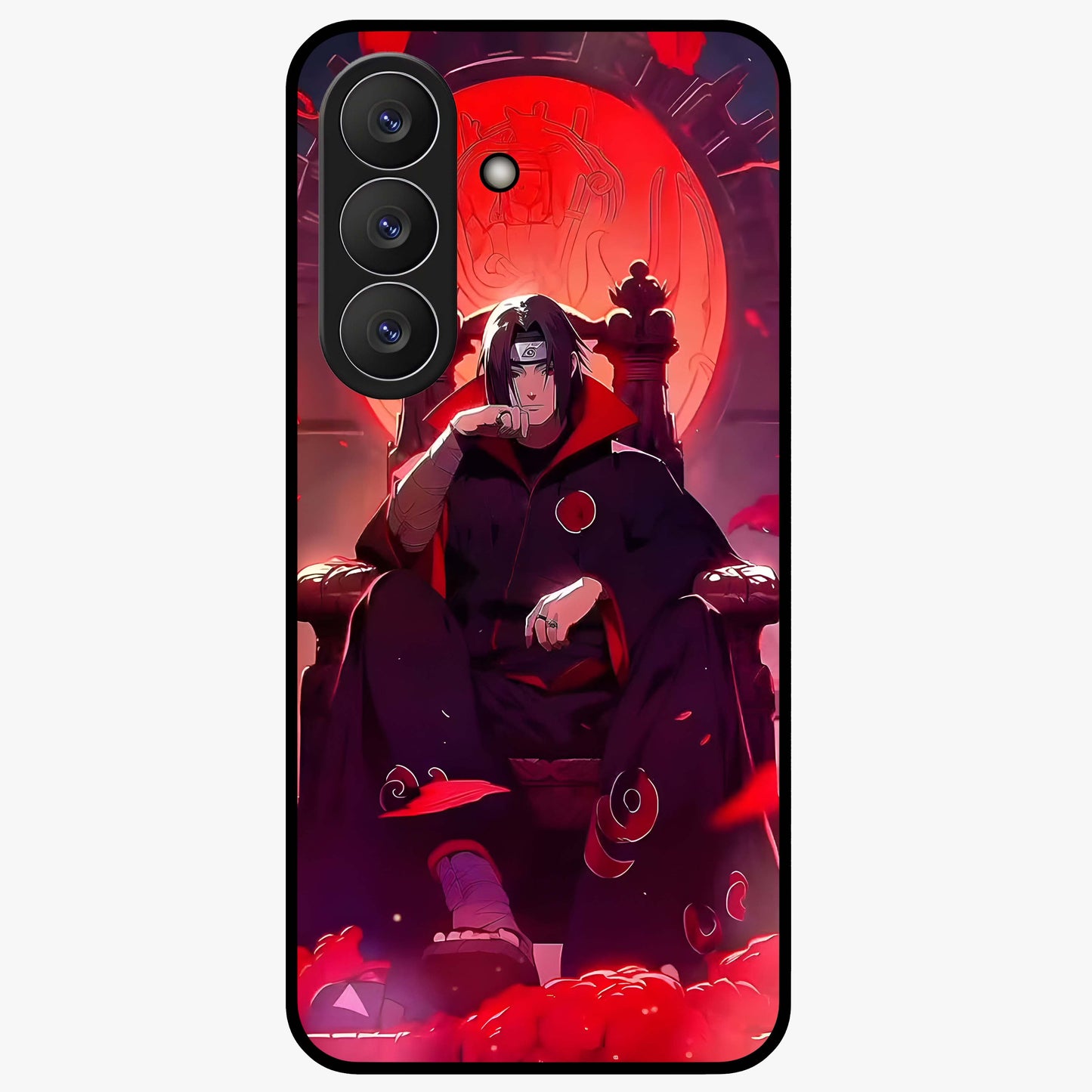 Blood Moon Sovereign Glass Case showing flat back view with mystical blood moon artwork and glossy glass finish.