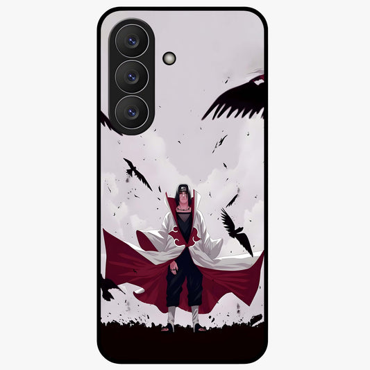Crimson Crow Ascension Glass Case showing flat back view with mystical crow artwork and glossy glass finish.